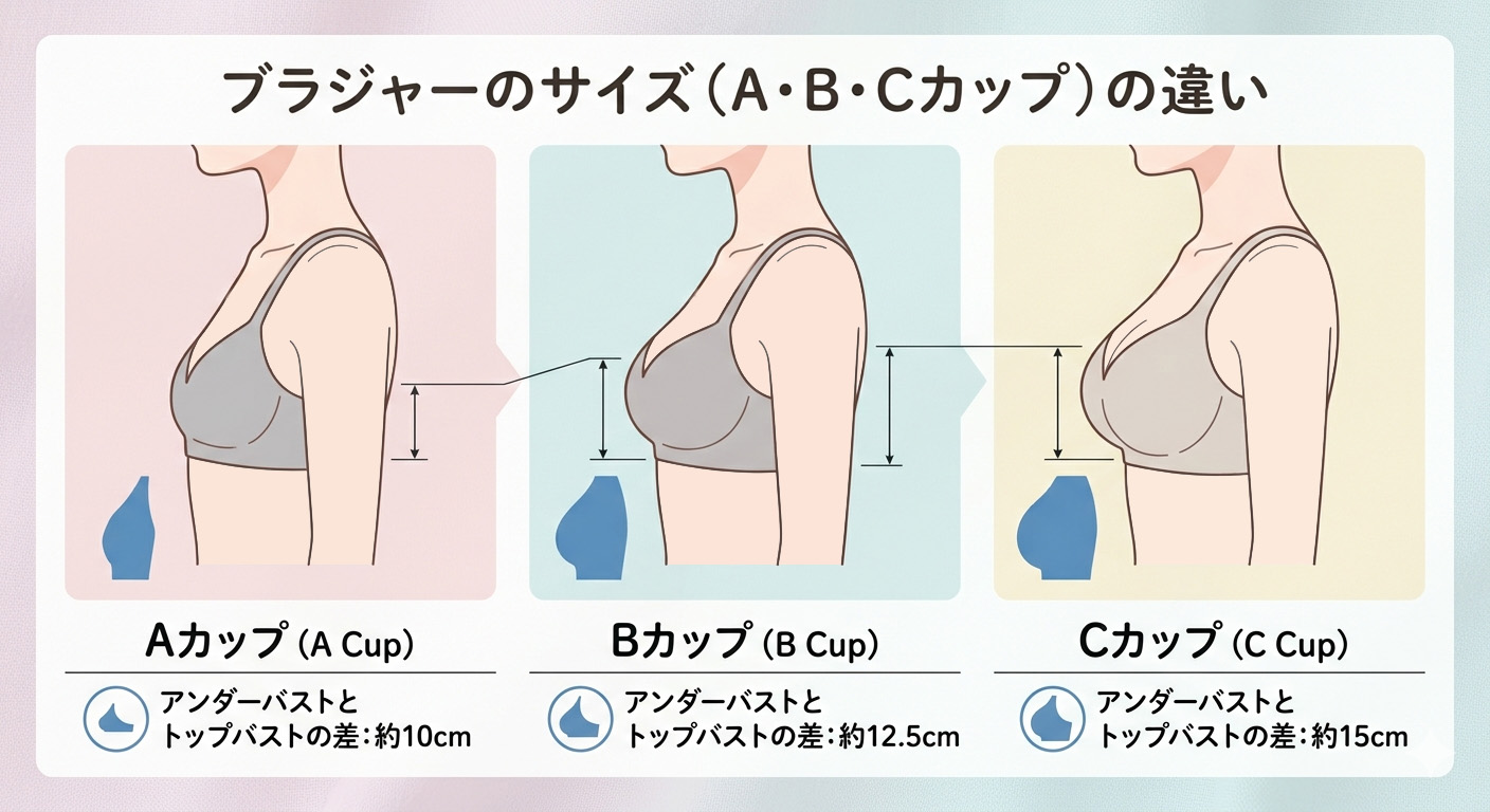 ブラジャーのカップサイズの違い